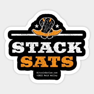 Stack Sats Western Font Crowned With Crossed Cowboy Boots Sticker